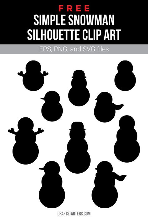 Snowman Silhouette Svg, Silhouette Art Ideas Simple, Snowman Silhouette, Simple Snowman, Winter Wonderland Decorations, Christmas Cricut, Cricut Images, Art Lessons Middle School, Free Svgs