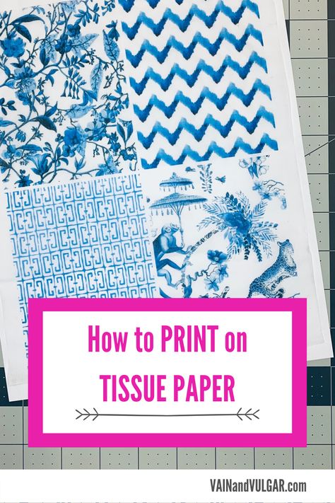 Want an easy way to get the image you want on anything? Learn how to print on tissue paper the easy way. Make a carrier sheet! Print On Tissue Paper, Printing On Tissue Paper, Printed Tissue Paper, Diy Prints, Printed Paper, Tissue Paper, Easy Crafts, The Artist, Decoupage