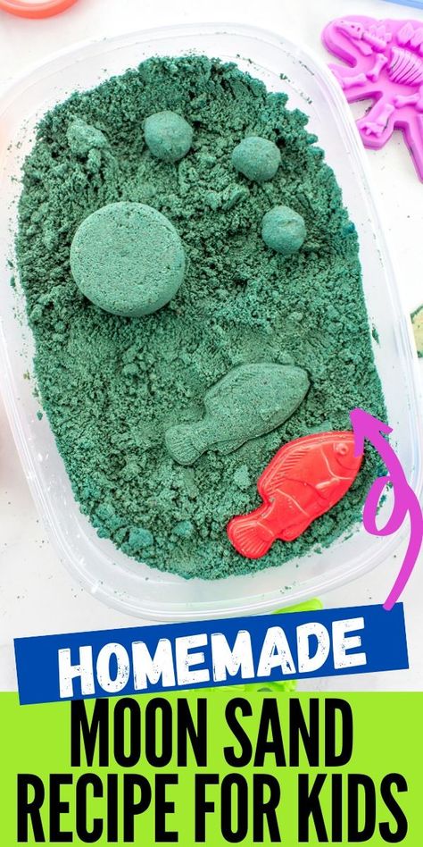 Easy Homemade DIY Moon Sand Recipe • Kids Activities Blog Moon Sand Recipe, Sand For Kids, Diy Moon Sand, Sand Recipe, Homemade Moon Sand, Sands Recipe, Diy Moon, Moon Sand, Sand Play