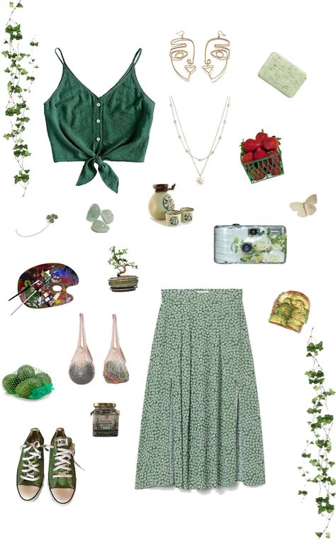 Cottage Core outfit ideas | #green #beach #beachcore #cottage #cottagecore #greencore Cottagecore Beach Outfit, Empathic Witch, Green Cottagecore Outfit, Cute Cottage Core Outfits, Beachcore Outfit, Myla Core, Brittany Aesthetic, Cottage Core Summer Outfits, Modern Cottage Core Outfit