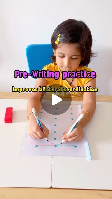 Revathi ~ Samanvi-Maithili [ kids Activities] on Instagram: "#save this pre-writing activity that helps in bilateral coordination  Why these activities are important for child 👉 Foundation for writing: Writing requires the ability to control one hand while the other hand stabilizes the paper. Bilateral coordination exercises help develop this essential skill, laying a strong foundation for effective writing. 👉 Preparation for Complex Tasks: Many activities in school and daily life require coordinated movements, such as using a ruler and pencil, typing on a keyboard, or participating in sports. Early practice with bilateral coordination prepares children for these more complex tasks. 👉 Development of Dominant Hand: Through bilateral coordination activities, children naturally explore and Bilateral Hand Coordination Activities, Physiotherapy Pediatric, Occupational Therapy Exercises, Bilateral Activities For Kids, Bilateral Coordination Activities Kids, Bilateral Coordination Activities, Pencil Control Activities, Activities In School, Coordination Exercises