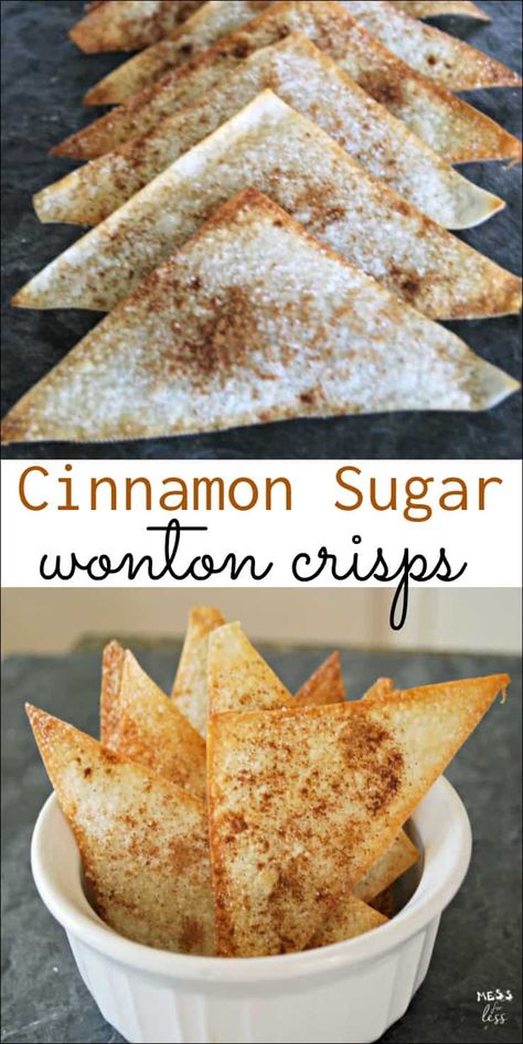 Wonton Wrapper Dessert, Wonton Wrapper Recipes Appetizers, Wonton Crisps, Apple Chips Recipe, Wonton Wrapper Recipes, Wonton Chips, Weight Watcher Desserts, Wonton Recipes, Weight Watchers Desserts