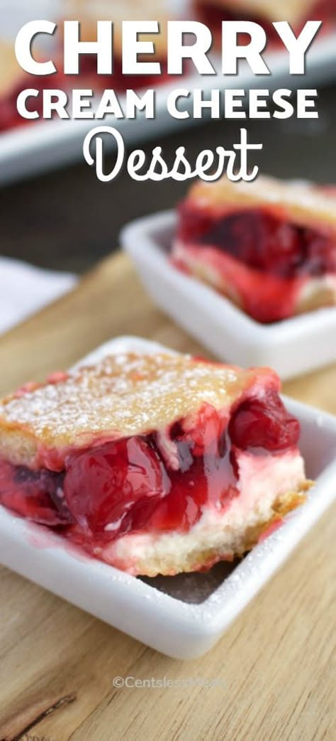 Cherry Cream Cheese Dessert, Cream Cheese Desserts Easy, Tart Cherry Pie, Cherry Cream Cheese Pie, Crescent Roll Recipes Dessert, Cherry Pie Filling Recipes, Healthy Apple Desserts, Cherry Cream Cheese, Crescent Roll Dessert