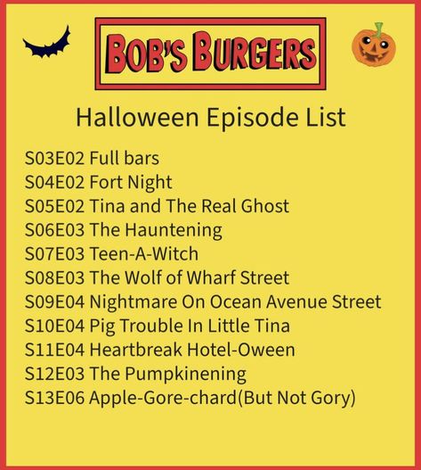 Bobs Burgers Halloween Episode, Bobs Burgers Halloween, Bob's Burgers Halloween, Halloween Episodes, Halloween Movie Night, Bob S, Fall Shows, Girly Movies, Heartbreak Hotel