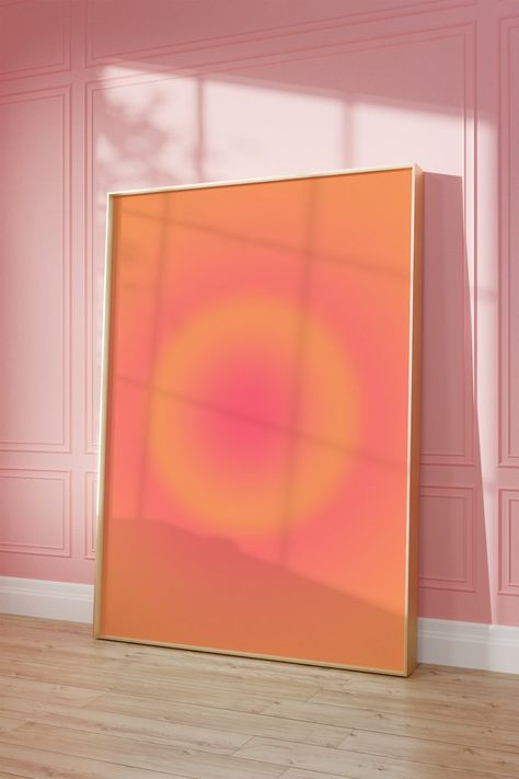 Pink Aura Poster, Custom Closet Shelving, Walls Living Room, Colorful Homes, Aura Print, Gradient Wall, Spiritual Wall Art, Aura Poster, Living Room Orange