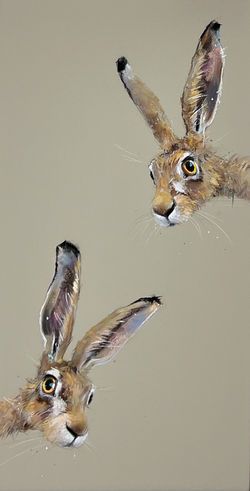 Hare Pictures Drawings, Rabbit Artwork Illustrations, Rabbit Pictures Art, Hare Paintings, Rabbit Art Illustration, Painted Rabbits, Rabbit Paintings, Painted Bunnies, 2 Rabbits