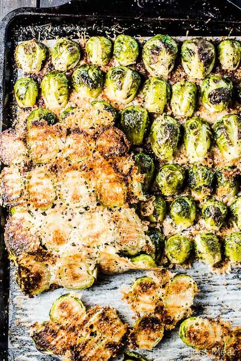 Parmesean Brussel Sprouts, Grilled Brussel Sprouts, Parmesan Brussels Sprouts, Baked Brussel Sprouts, Parmesan Chips, Roasted Sprouts, Crispy Cheese, Roasted Brussel, Sprout Recipes