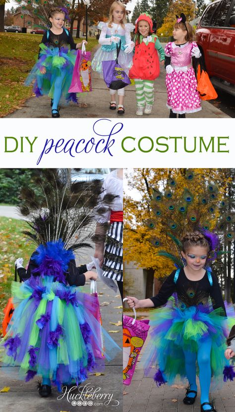 Toddler Peacock Costume, Peacock Costume Kids, Diy Peacock Costume, Girls Peacock Costume, Peacock Costume Diy, Feather Bustle, Peacock Halloween Costume, Diy Peacock, Peacock Tutu