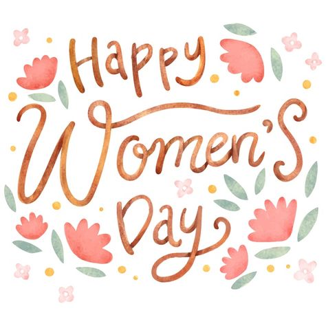 Happy Women's Day Card, Happy Womens, Mother's Day Gift Card, Floral Typography, Happy Woman Day, Women Day, Happy Women's Day, Watercolor Lettering, Artist Aesthetic