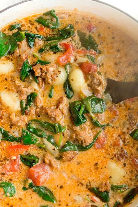 Italian Sausage Gnocchi Soup | greens & chocolate Italian Sausage Gnocchi Soup Crockpot, Ground Turkey Gnocchi Soup, Tuscan Gnocchi Soup, Gnocchi Soup Sausage, Creamy Italian Sausage Gnocchi Soup, Gnocchi Sausage Soup, Italian Sausage Gnocchi Soup, Gnocchi Soup Recipes, Sausage And Gnocchi Soup