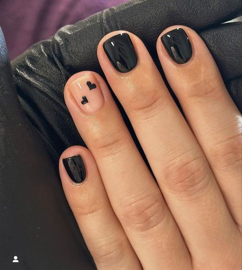 Cute Short Nails, Black Nails, Short Nails, Cute Nails, Nails, Beauty