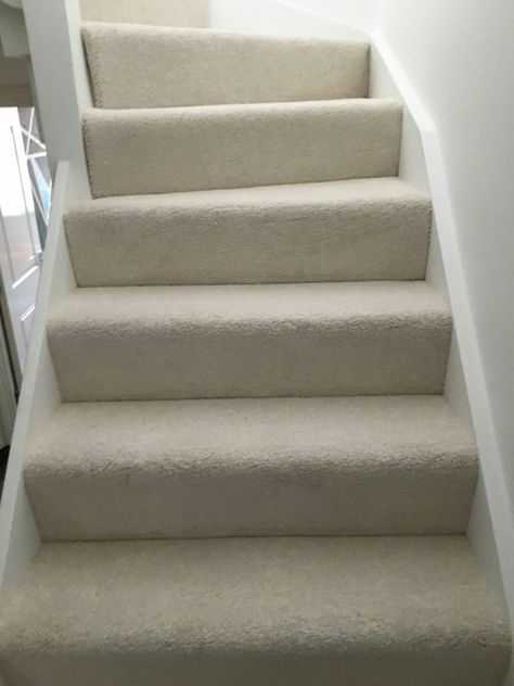 Light Carpet Stairs, Cream Carpet Stairs, Cream Carpet Living Room, White Herringbone Floor, White Carpet Bedroom, Carpeted Stairs, Carpet Staircase, Herringbone Flooring, Cream Carpet