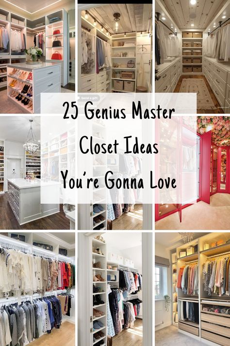 Upgrade your closet with these creative and stylish master closet design ideas. Perfect for maximizing storage and adding luxury to your home! Laundry Room And Master Closet Combo, Extra Large Closet, 7x8 Closet Design, Closet World Closets, Master Closet And Bathroom Combo Layout, Master Bath With Toilet Closet, Laundry In Master Closet Ideas, Large Master Closet With Island, 8 Ft Closet Design