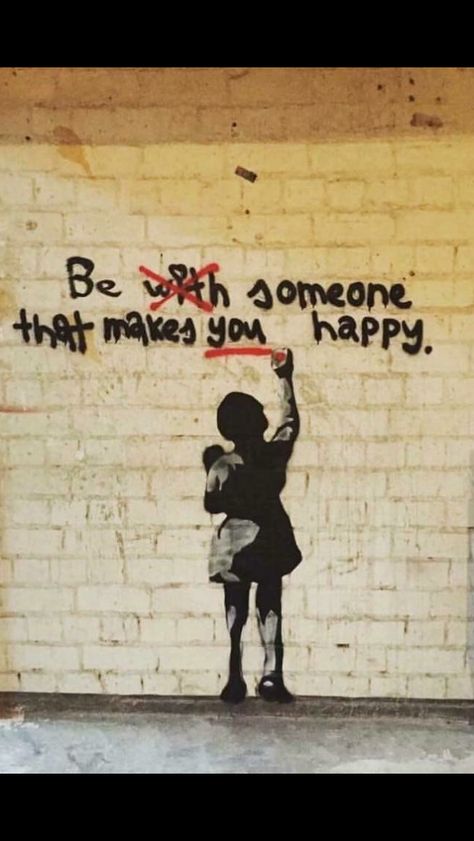 Inspirational Graffiti, Banksy Art, Street Art Graffiti, Banksy, You Happy, The Words, Great Quotes, Life Lessons, Wise Words