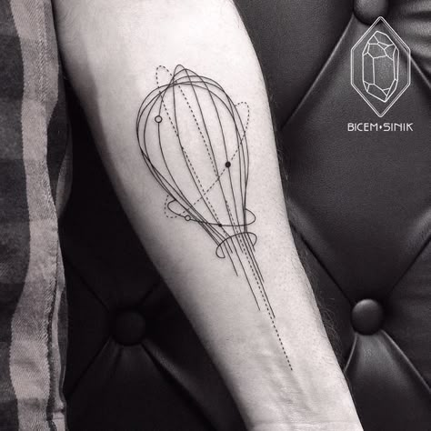 dotwork-line-geometric-tattoo-bicem-sinik-24 Whisk Tattoo, Baking Tattoo, Cooking Tattoo, Culinary Tattoos, Minimalist Tattoo Meaning, Chef Tattoo, Paris Tattoo, Balloon Tattoo, Typography Tattoo