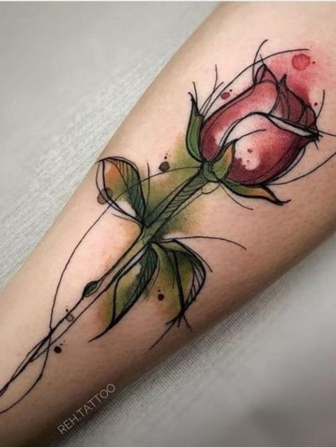 250+ Best Disney Tattoo Designs (2023) Simple Small Themed Ideas from Disneyland World Watercolor Tattoo Sleeve, Small Colorful Tattoos, Legs Tattoo, Tato Tradisional, Watercolor Rose Tattoos, Henna Tutorial, Traditional Tattoo Sleeve, Inspiration Tattoo, Geniale Tattoos