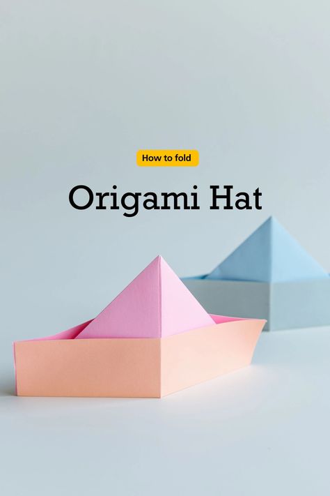 origami hat | origamiok Origami Hats, Big Origami, Super Easy Origami, Origami Hat, Large Origami, How To Make Origami, Easy Origami, Big Hat, Origami Easy