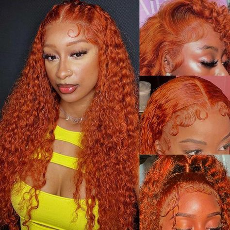 PRICES MAY VARY. ❤Ginger Wig is a warm and vibrant color that ranges from light to dark shades of red-orange. This color is often associated with passion, energy, and excitement, making it a popular choice for those who want to make a statement with their hair. 💯Ginger Human Hair Lace Front Wigs for women use 12A 100% unprocessed and pre plucked Brazilian virgin hair with natural hairline. The lace frontal wigs feel soft and smooth. Can be easily dyed, bleached, permed into whatever style you l Deep Wave Wig, Wave Wig, Human Hair Wig, Deep Wave, Hair Wig, Lace Frontal, Lace Front Wigs, Lace Front, Density