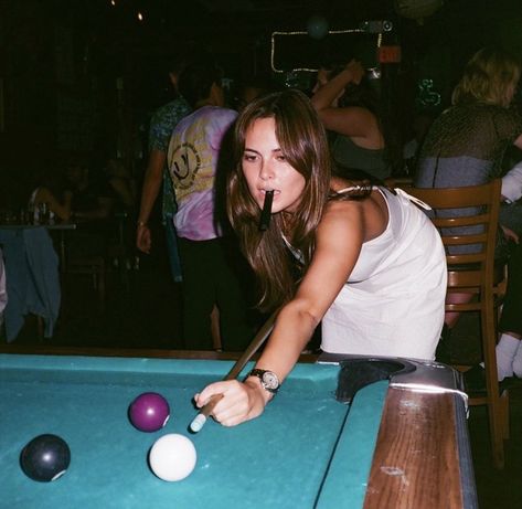 Aesthetic Bar Pics, Billiards Outfit Women, Dive Bar Aesthetic Photoshoot, Pool Bar Aesthetic, Bar Instagram Pictures, Pool Table Photoshoot Ideas, Pool Table Pictures, Pool Game Aesthetic, Playing Pool Aesthetic