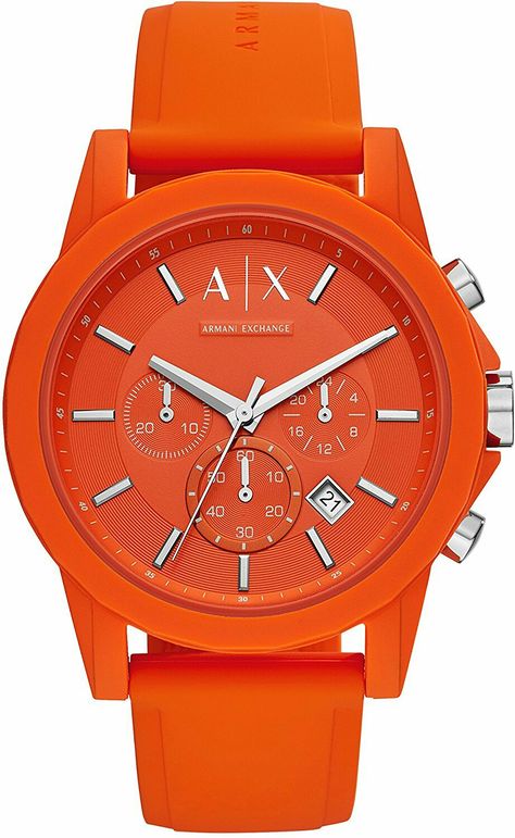 A/X Armani Exchange AIX Mens Watch Orange AX1336 Orange Watches For Men, Orange Watches, Watch Set, Mens Chronograph, Armani Exchange Men, Minerals Crystals, Wrist Watches, Armani Exchange, Accessories Rings