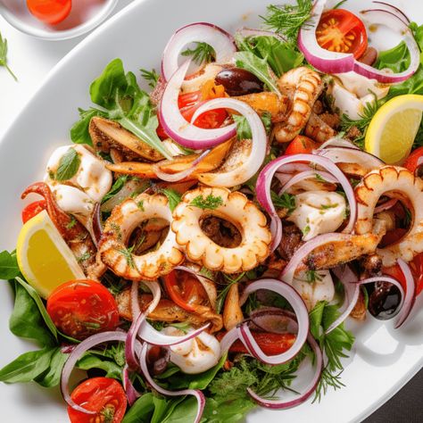 What Is Calamari Salad? Crab Salad Recipe Sushi, Cooking Calamari, Calamari Rings, Calamari Salad, Crab Salad Recipe, Crab Salad, Carrot Salad, Marinade Recipes, Calamari