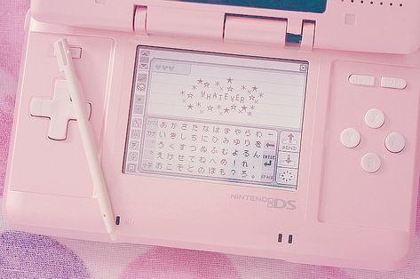 Chiaki Nanami Aesthetic, Nanami Aesthetic, Pink Nintendo Ds, Pink Ds, Ds Aesthetic, Pink Nintendo, Chiaki Nanami, Aesthetic Core, Pastel Pink Aesthetic