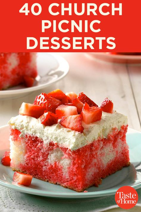 40 Church Picnic Desserts Desserts For Picnics, Summer Picnic Desserts, Easy Desserts To Make, Picnic Desserts, Church Picnic, Potluck Desserts, Homemade Pastries, Easy To Make Desserts, Easy Summer Desserts