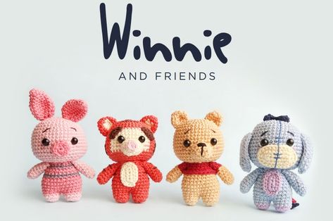 Amigurumi Winnie And Friends Free Crochet Pattern - Amıgurum.com Fun Amigurumi Free Pattern, Amurgami Crochet, Arimigumi Crochet, Winnie The Pooh Amigurumi Pattern, Crochet Disney Amigurumi Free Pattern, Crochet Winnie The Pooh Lovey Pattern Free, Winne The Pooh Crochet Pattern, Arugami Crochet Pattern Free Christmas, Free Crochet Winnie The Pooh Patterns