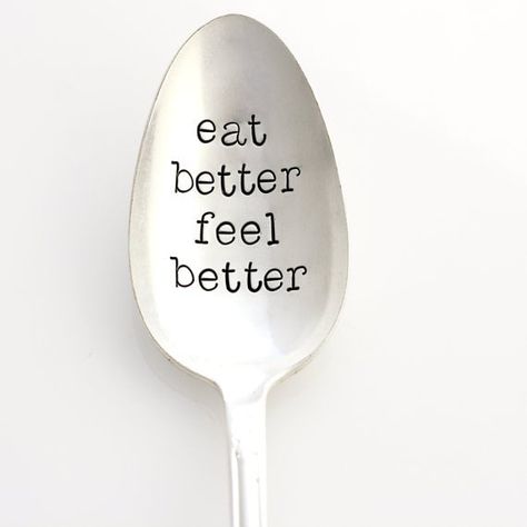 Spoon Quotes, Spooning Quotes, Eat Better Feel Better, Stamped Spoons, Eat Better, Milk Honey, Serving Spoon, Gift Quotes, Milk And Honey