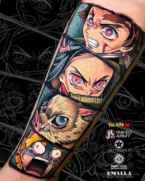 Shen Long Tattoo, Dbz Tattoo, Slayer Tattoo, Nerdy Tattoos, Comic Tattoo, Full Sleeve Tattoo Design, Manga Tattoo, Marvel Tattoos, One Piece Tattoos