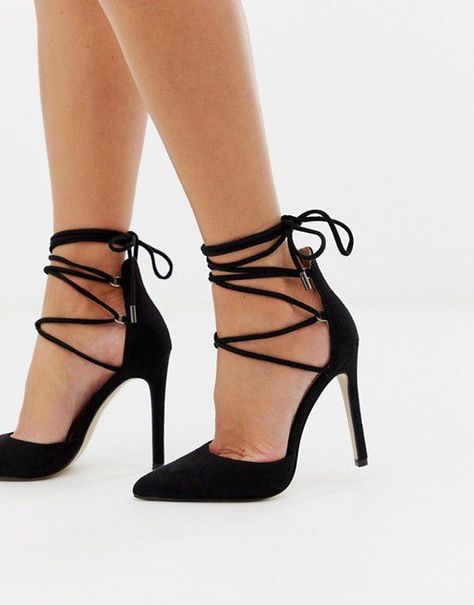 High Heels Classy, Heel Accessories, Public Desire, Heels Classy, Studded Heels, Embellished Sandals, Lace Up Heels, Suede Heels, Womens Fashion Trends