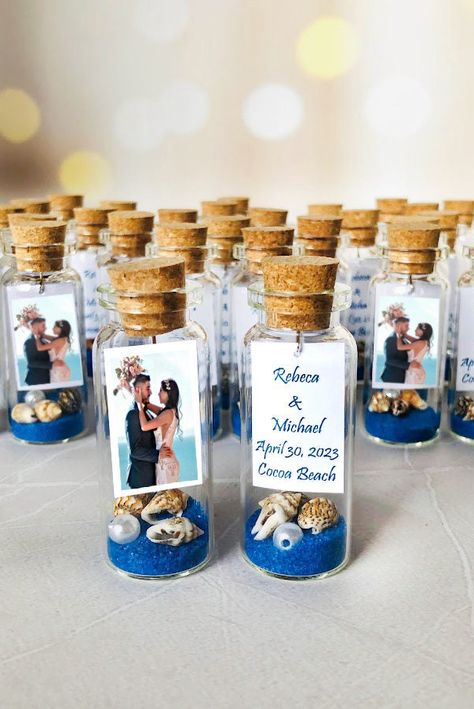 Island Wedding Favors, Beach Wedding Thank You Gifts, Beach Wedding Gifts For Guests, Wedding Gift Ideas For Guests, Small Wedding Gifts, Beach Wedding Favors For Guests, Beach In A Bottle, White Wedding Favors, Small Beach Weddings