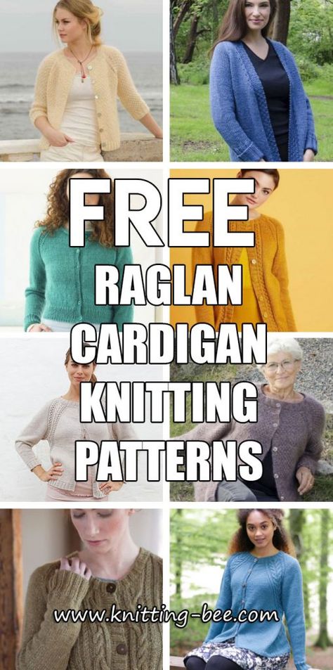 Free Aran Knitting Patterns, Cardigan Knitting Patterns, Raglan Cardigan, Knitted Jackets Women, Free Knitting Patterns For Women, Cardigan Sweater Pattern, Ladies Cardigan Knitting Patterns, Ladies Knitting Patterns, Raglan Knit