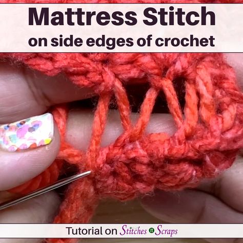 How To Seam Crochet, Mattress Stitch Crochet, Chunky Yarn Crochet Pattern, Chunky Crochet Blanket Pattern, Crocheted Stuff, Crochet Pieces, Sewing Crochet, Side Edges, Chunky Crochet Blanket