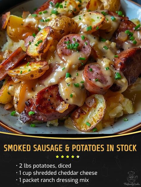 Potatoes And Smoked Sausage, Smoked Sausage And Potato Recipe, Sausage Crockpot Recipes, Mini Crockpot Recipes, Cheesy Ranch Potatoes, Sausage Crockpot, Sausage Ingredients, Cheesy Ranch, Smoked Sausage Recipes