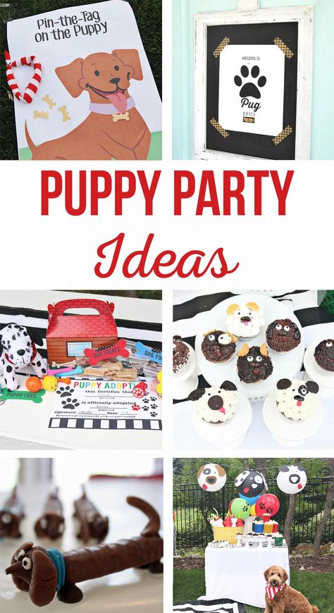 Puppy Party Ideas | So many party ideas for the best puppy party!  Party games, puppy cupcake ideas, puppy adoption printables and more! #PuppyPartyIdeas #PuppyParty #PuppyBirthday Cupcakes Decoration For Kids, Puppy Party Games, Puppy Party Ideas, Dog Party Games, Puppy Party Theme, Puppy Cupcakes, Birthday Puppy, Dog Baby Shower, 8 Birthday