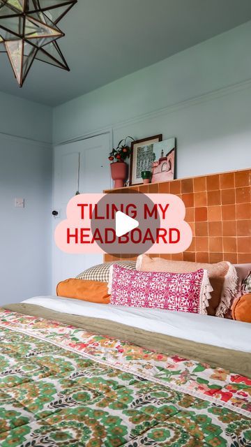 Hayley Stuart - DIY & INTERIORS on Instagram: "{ad} DIY tiled headboard using Moroccan Amber Zellige tiles from @ottotiles. I saw these tiles in so many places during my trip to Marrakech and knew I had to incorporate them in to my home. @ottotiles stock these gorgeous zellige tiles in loads of colours but this one really stood out to me. I love the fact that they are individually handmade, so no 2 are exactly the same. The colour variation is just beautiful too. I also think it’s important to say, I already had a tiled headboard, so the surround was made a few years ago, just using a baton frame and MDF. Tiling on to MDF is absolutely fine for a headboard as it’s in a room with no moisture, the MDF must always be primed beforehand as well. I used instant grab glue to attach the tiles beca Tiled Headboard Ideas, Diy Tile Headboard, Tiles Headboard, Tiled Headboard, Tile Headboard, Headboard Tiles, Zellige Tiles, Diy Tile, Zellige Tile