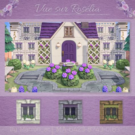 Acnh Wisteria Design, Acnh Panel Design, Acnh Purple Path Designs, Acnh Purple Design, Animal Crossing Design Codes Purple, Purple Path Acnh, Animal Crossing Purple Design, Acnh Purple, Acnh Elegantcore Codes