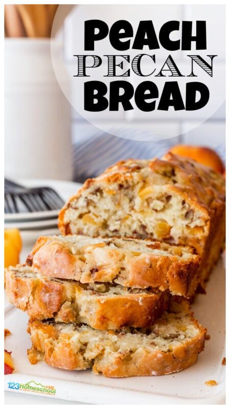 Peach Bread Recipe, Banana Walnut Bread Recipe, Peach Quick Bread, Pecan Bread Recipe, Walnut Bread Recipe, Peach Bread, Pecan Bread, Banana Walnut Bread, Walnut Bread