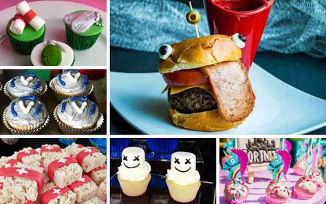 30  Fortnite Party Food Ideas That Are Totally Floss-Worthy! Fortnite Party Food, Burger Cupcakes, Birthday Party Food Ideas, Fortnite Birthday Party, Mango Banana Smoothie, Cupcake Supplies, Sweet Sugarbelle, Fortnite Party, Fortnite Birthday