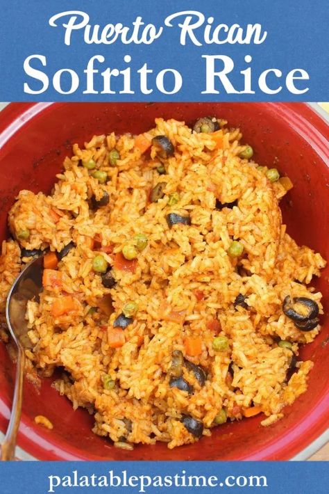 Sofrito Rice Recipes, Cooking With Sofrito, Spanish Rice With Vegetables, Sofrito Rice, Sazon Recipe, Spanish Rice And Beans, Puerto Rican Sofrito, Latino Recipes, Caribbean Dishes