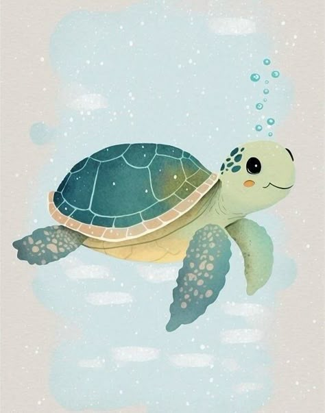 This adorable sea turtle printable is a charming addition to any child's room or nursery decor. The cartoon-style digital art is designed to be bright, colorful, and playful, making it the perfect choice for creating a fun and cheerful atmosphere in a child's living space. The watercolor wall art design adds a touch of whimsy to the sea turtle's cute features, making it an eye-catching piece of decor that will delight children and adults alike. The printable is available for instant download, making it a convenient and affordable option for busy parents or anyone looking to add a touch of cuteness to their home. The sea turtle printable is perfect for kids who love ocean animals or for those who simply appreciate the beauty of nature. It's also a great choice for parents who want to encour Sea Turtle Cartoon Drawing, Turtle Illustration Cute, Cute Turtle Art, Cartoon Ocean Animals, Sea Animal Cartoon, Nursery Art Ideas, Sea Turtle Cartoon, Cartoon Sea Turtle, Sea Kids Room