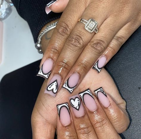 Animation Nails, Black Acrylic Nails, Drip Nails, Colored Acrylic Nails, French Tip Acrylic Nails, Work Nails, French Acrylic Nails, Dope Nail Designs, Short Square Acrylic Nails