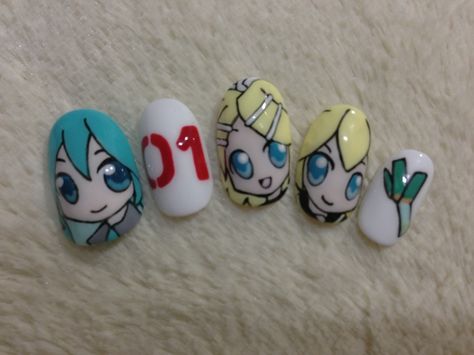 Hatsune Miku nail art by Nakayama Chieko Miku Nails, Hatsune Miku Concert, Miku Concert, Anime Nail, Nails Inspired, Anime Nails, Cute Nail Ideas, Otaku Mode, Japanese Pop Culture