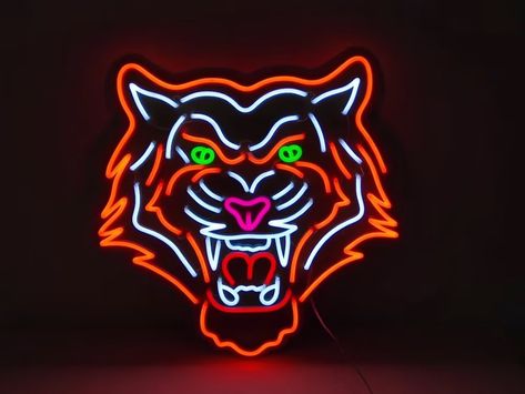 Tiger Neon Light Cozy Interior Design, Neon Sign Wall, Commercial Signs, Neon Flex, Bold Decor, Event Exhibition, Gentle Monster, Tiger Head, Iphone Icon