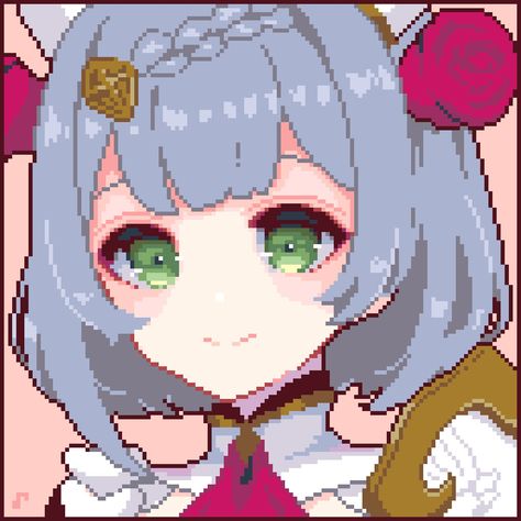 Pixel Art Pfp Anime, Pixel Anime Icon, Genshin Pixel Art Wallpaper, Genshin Impact Pixel Art Wallpaper, Genshin Pixle Art, Dots Game, Cute Eyes Drawing, Pixel Characters, Arte 8 Bits