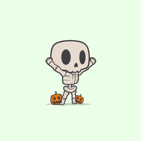 creative character skeleton for Halloween with two pumpkins Chibi Skeleton, Skeleton For Halloween, Skeleton Character, Character Help, Cute Skeleton, Art Things, Cityscape Photos, Heart With Arrow, Simple Doodles