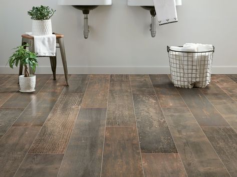 Emberwood2.5x16 - Room View Porcelain Wood Tile Floor, Wood Tile Bathroom Floor, Wood Like Tile, Wood Grain Tile, Wood Tile Bathroom, Faux Wood Tiles, Wood Ceramic Tiles, Wood Look Tile Floor, Porcelain Wood Tile