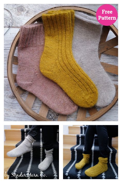 Free Knitted Sock Patterns For Beginners, Kids Socks Knitting, Sock Yarn Knitting Patterns, Socks Free Knitting Pattern, Knitted Socks Free Pattern, Sock Knitting Patterns, Socks And Heels, Free Socks, How To Start Knitting