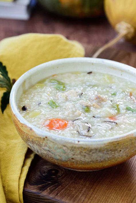 Turkey porridge (Juk) Juk Recipe, Korean Porridge, Korean Soup Recipes, Korean Bbq Chicken, Traditional Holiday Recipes, Chinese Vegetables, Porridge Recipes, Recipe Page, Korean Dishes